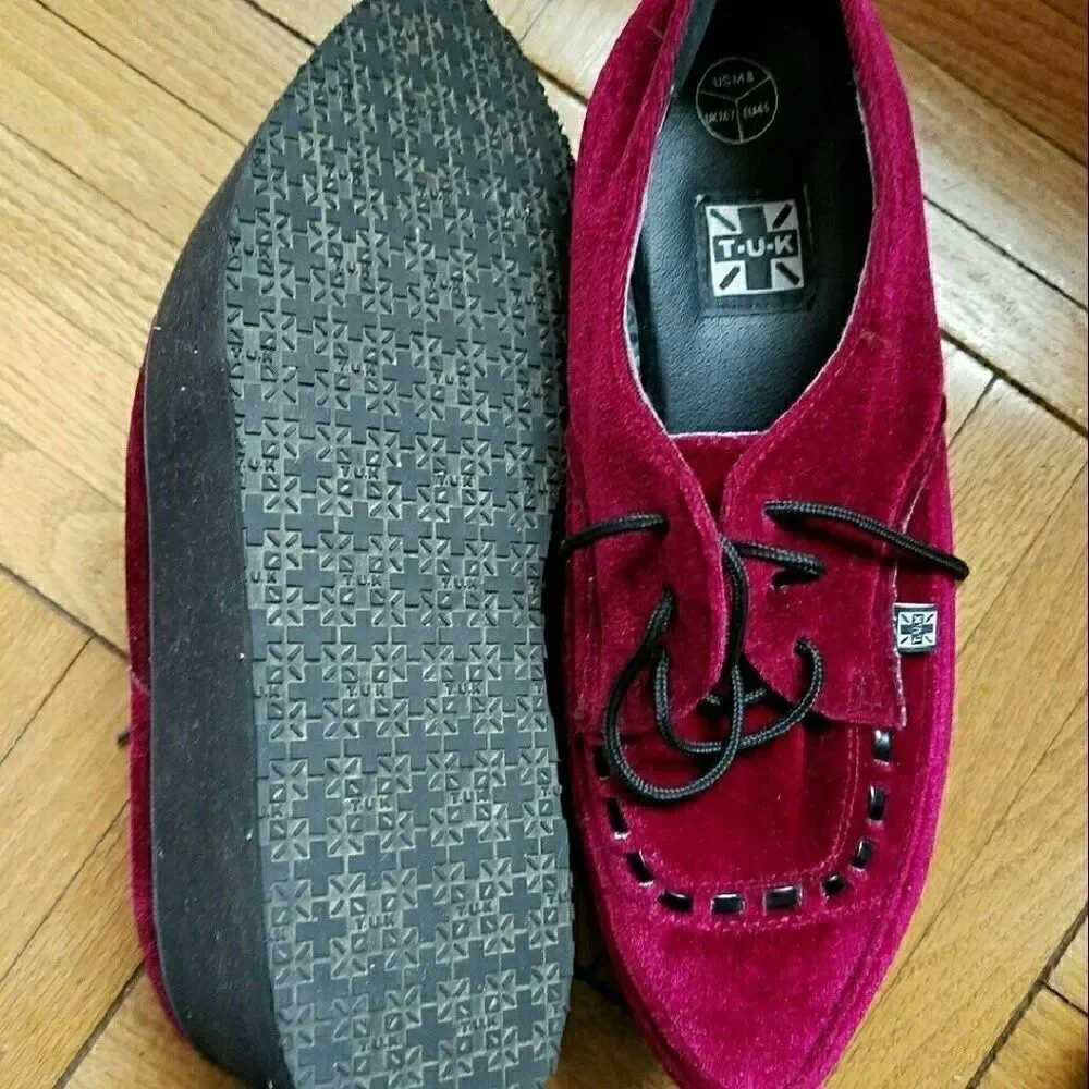 RARE Size 10 TUK Burgundy Punk Platforms